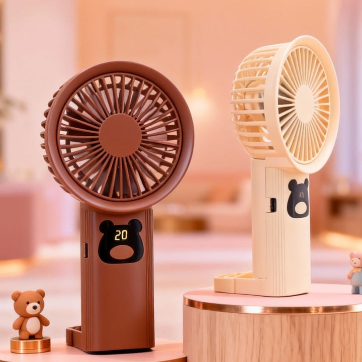 Women Portable Handheld Fan with Cute Bear Design Kalsten