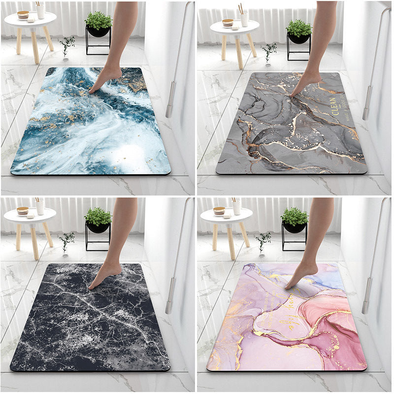 Soft Print Abstract Marble Bath Mat Kalsten