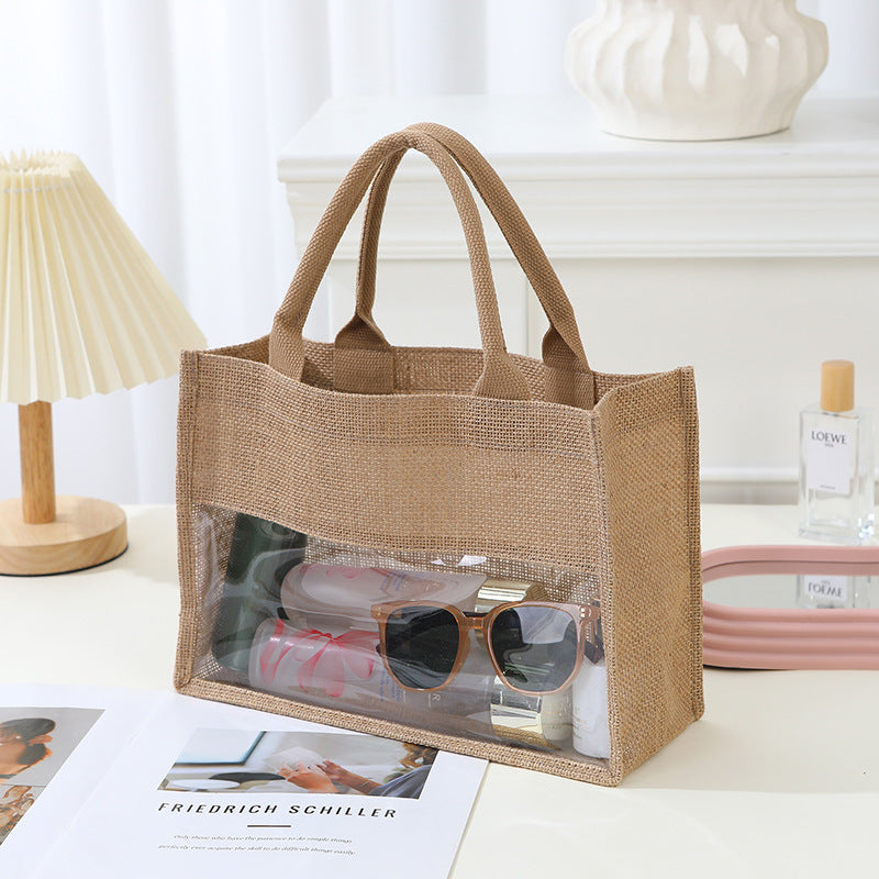 Shopping bag made of natural jute with mesh design Kalsten