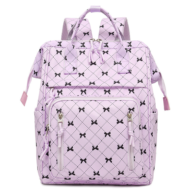 Stylish Bow-Printed Backpack kalsten
