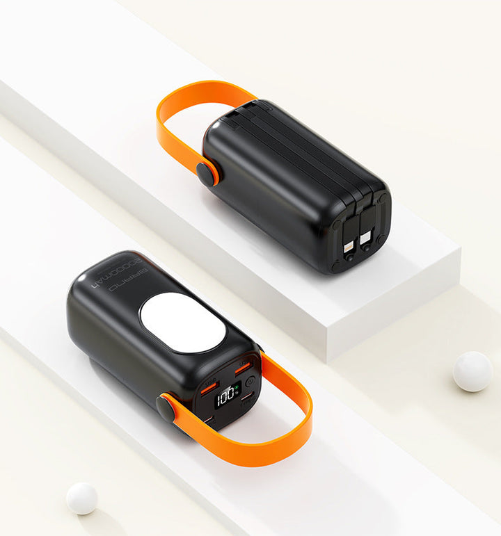 Portable power bank with integrated carrying handle and digital charging indicator Kalsten