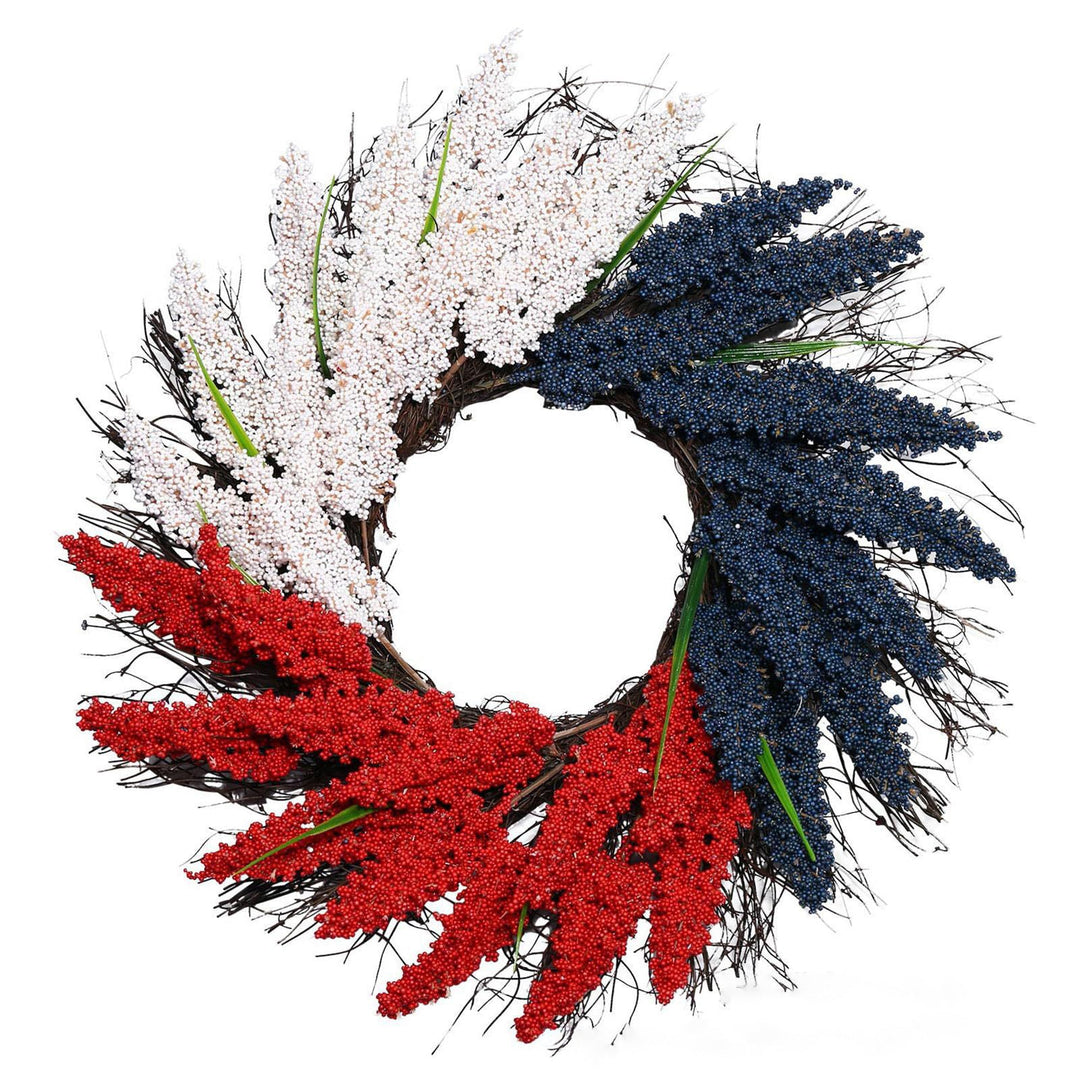 Unisex hanging floral swag with large bow and artificial berry branches Kalsten