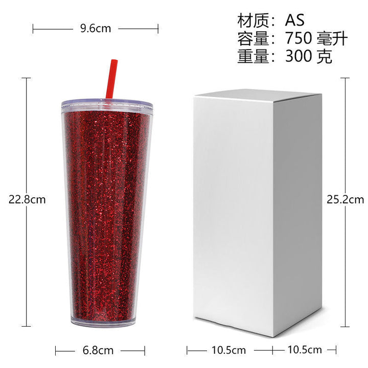 Ladies Glittering Drinking Cups with Straw Kalsten