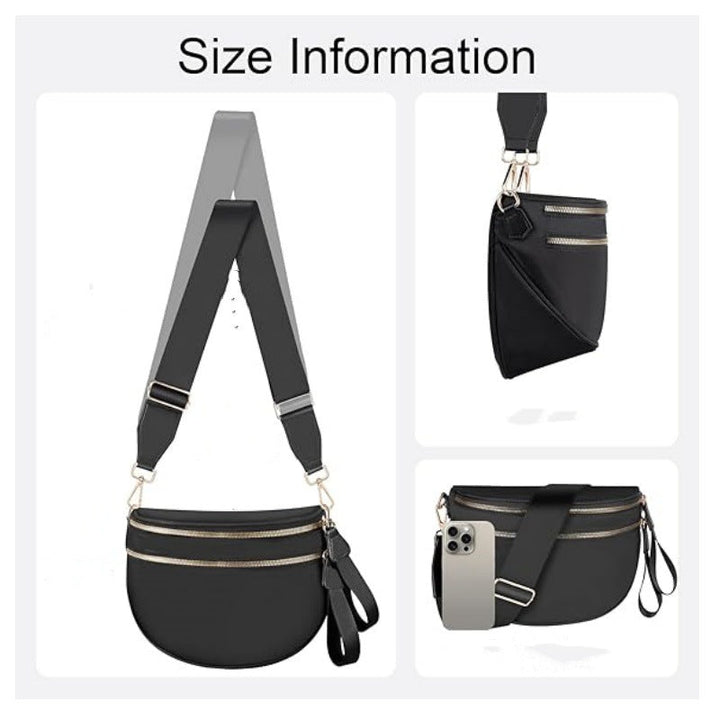 Fashionable crossbody bag with removable shoulder strap and double zipper Kalsten