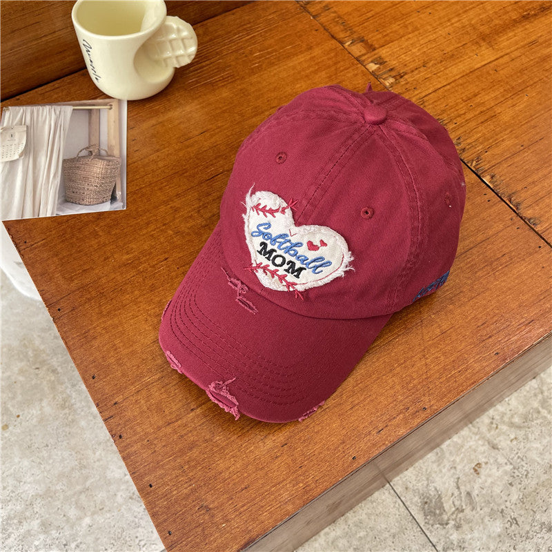 Women's Distressed Softball Mom Patch Baseball Cap Kalsten