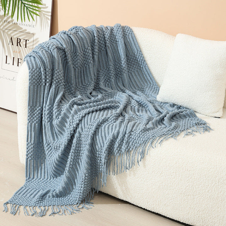 Women's stylish living room throw blanket with fringe pattern Kalsten
