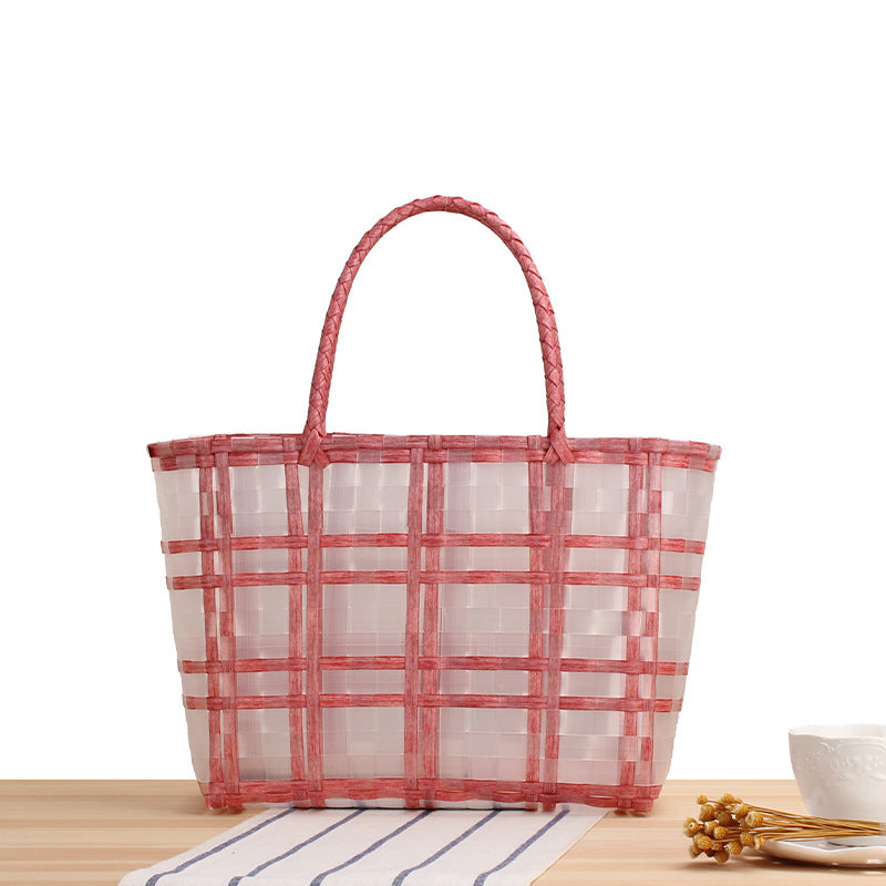 Modern basket bag with refined stripes Kalsten