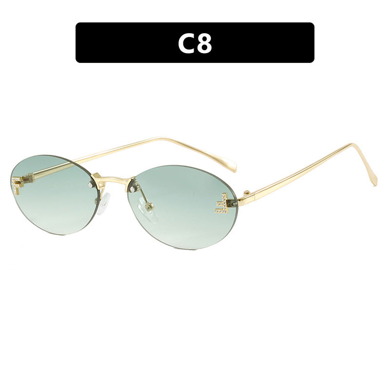 Women's fashionable sunglasses with elegant, round lenses and delicate metal frame Kalsten