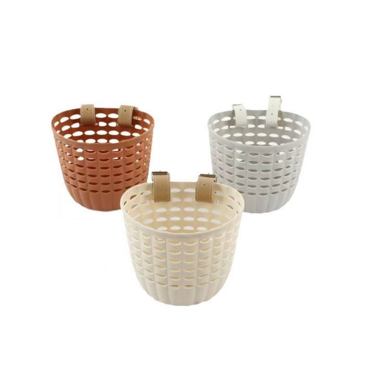 Detachable Front Bicycle Basket with Leather Straps and Ventilated Plastic Design Kalsten