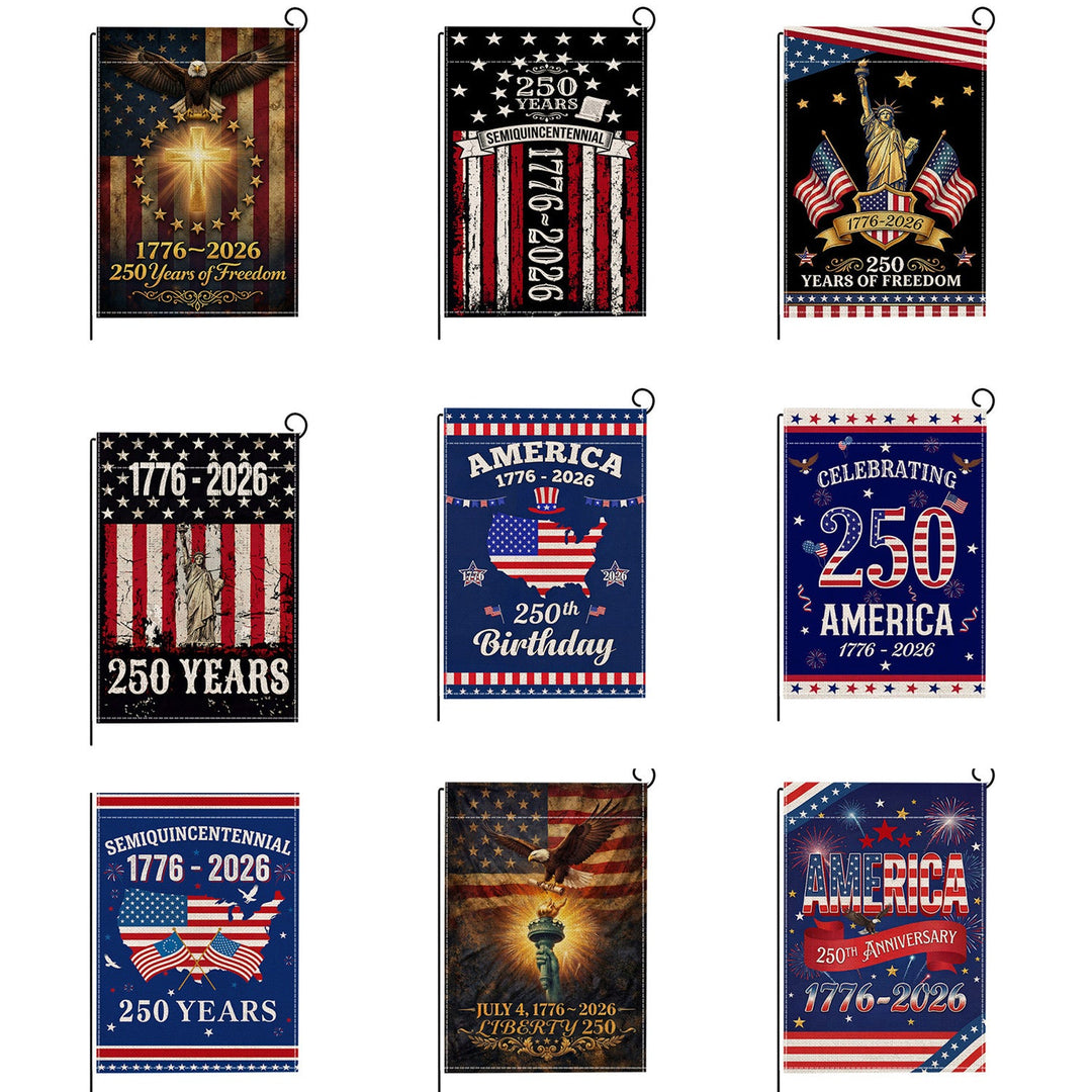Distressed Vintage American Flag Garden Banner With Statue Of Liberty Motif Double-Sided Polyester