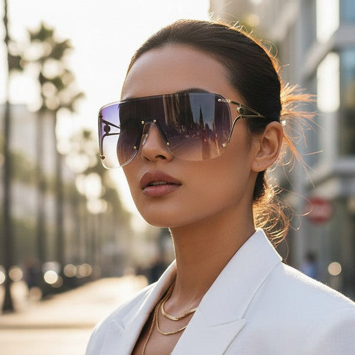 Women's visor-style sunglasses with elegant metal frame Kalsten