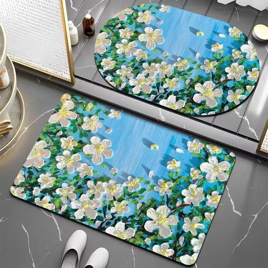 Floral Patterned Bath Mat Kalsten
