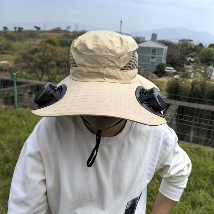 air-cooled sun hat with removable USB fans and wide neck protection Kalsten