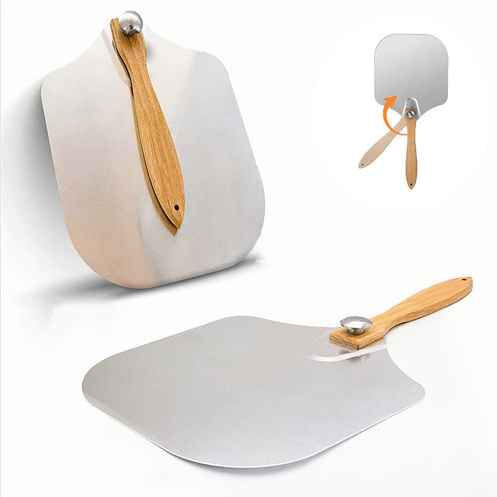 professional pizza peel set with foldable stainless steel shovel ergonomic wooden handle pizza cutter rocker and bench scraper Kalsten