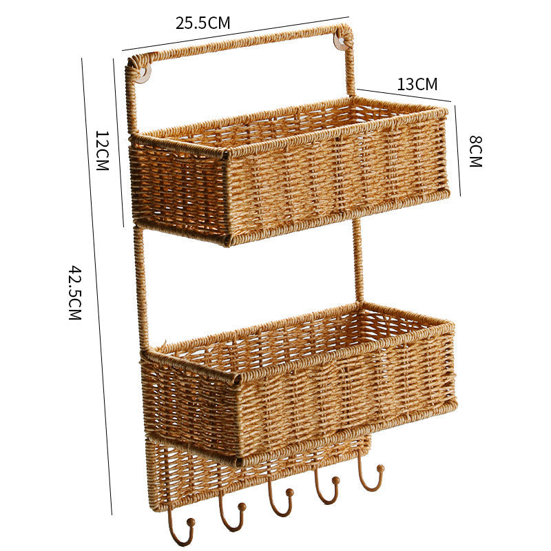 Unisex Wall-mounted Storage Basket with Double Shelf Kalsten