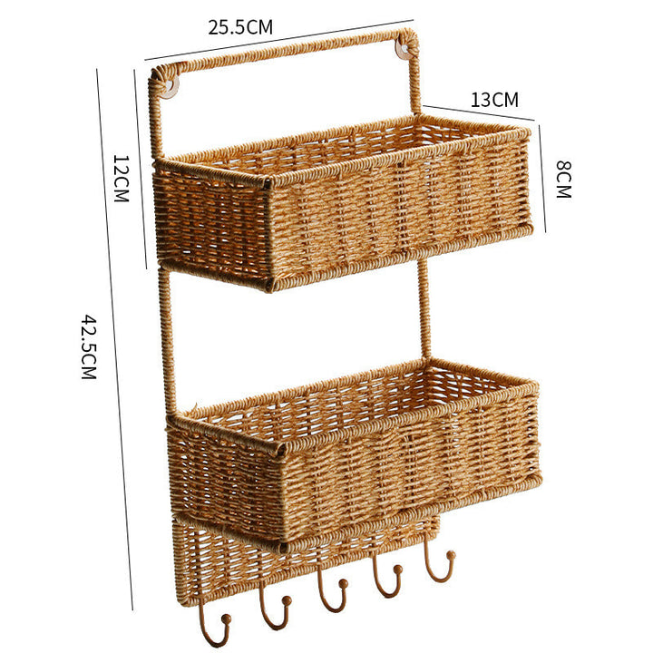 Unisex Wall-mounted Storage Basket with Double Shelf Kalsten