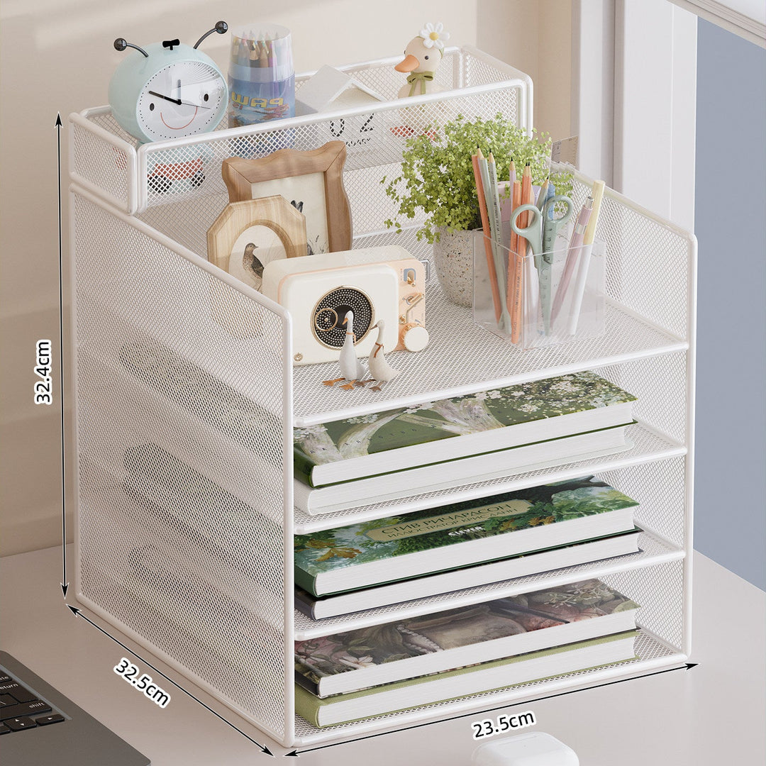 Multi-Tiered Mesh Desktop Organizer with Document Holders Kalsten
