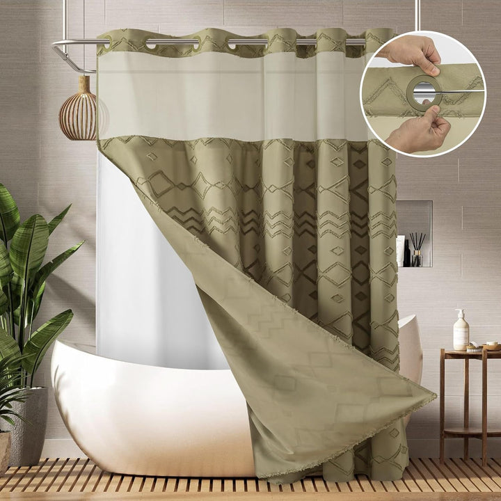Textured Geometric Design Shower Curtain Kalsten