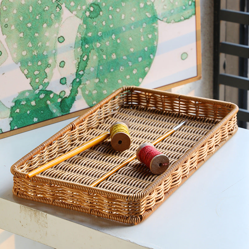 Unisex Rectangular Serving Basket made of handwoven natural material Kalsten