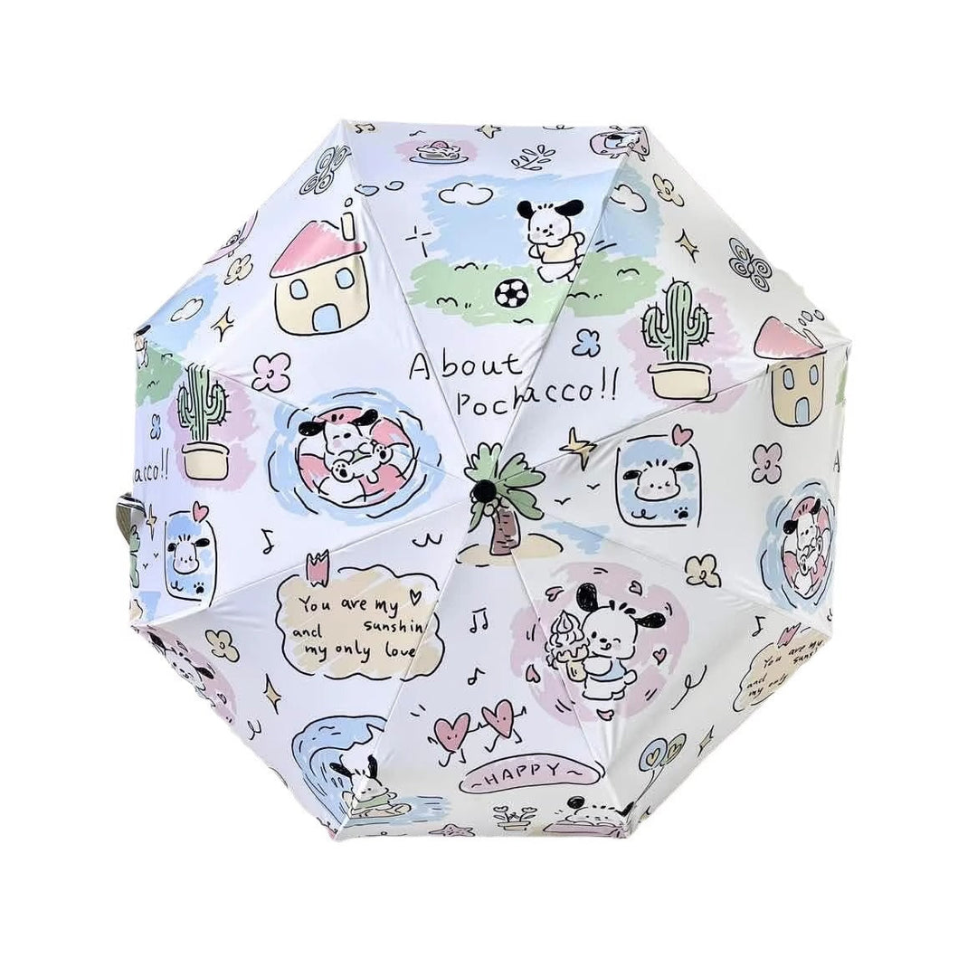 Ladies folding umbrella with playful Pochacco design Kalsten