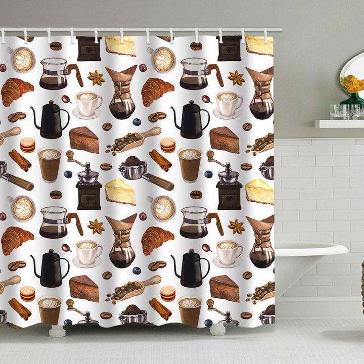Coffee-Themed Shower Curtain Kalsten