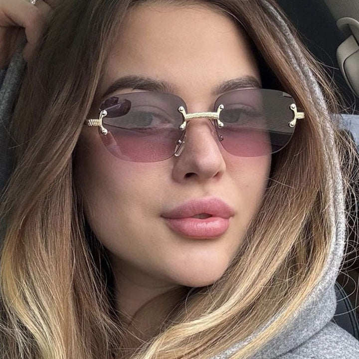 Women's elegant square sunglasses with transparent lenses and high-quality metal frame Kalsten