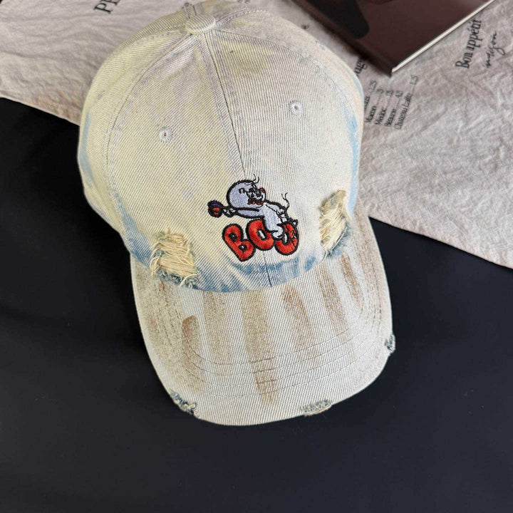 Women's Vintage-Inspired Distressed Embroidered Cap Kalsten