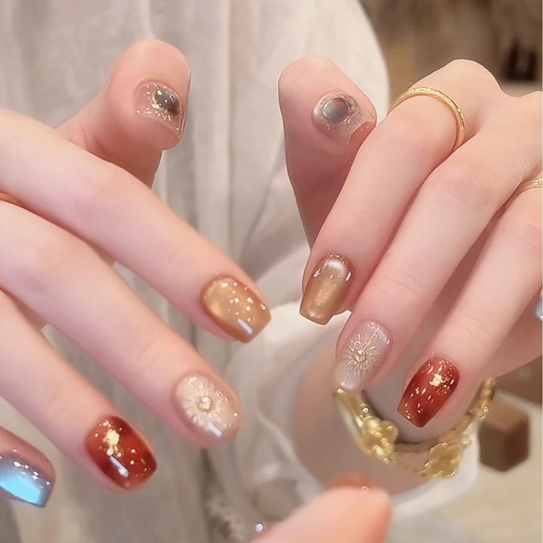 Artistic Nail Design with Decorative Elements Kalsten