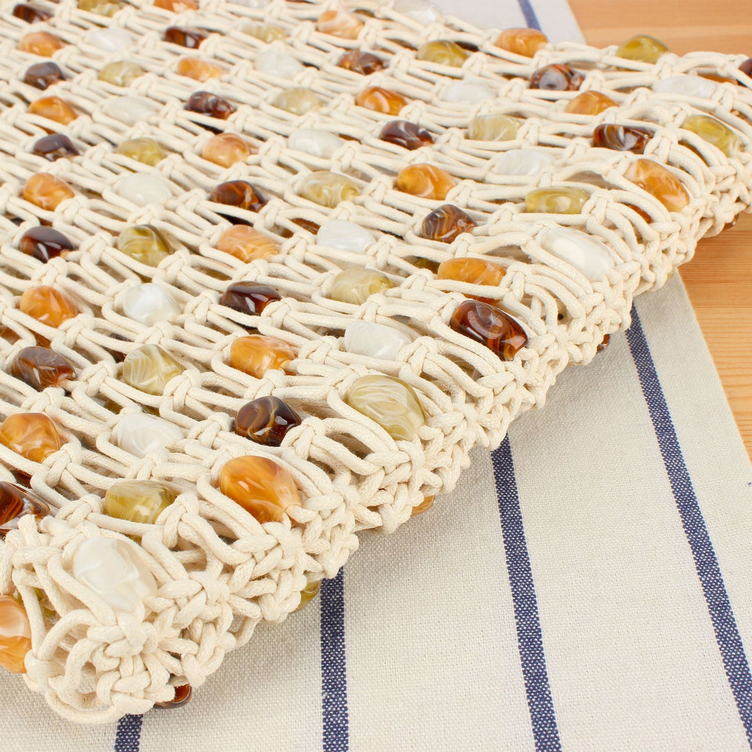 Hand-knotted basket bag with colorful beads Kalsten
