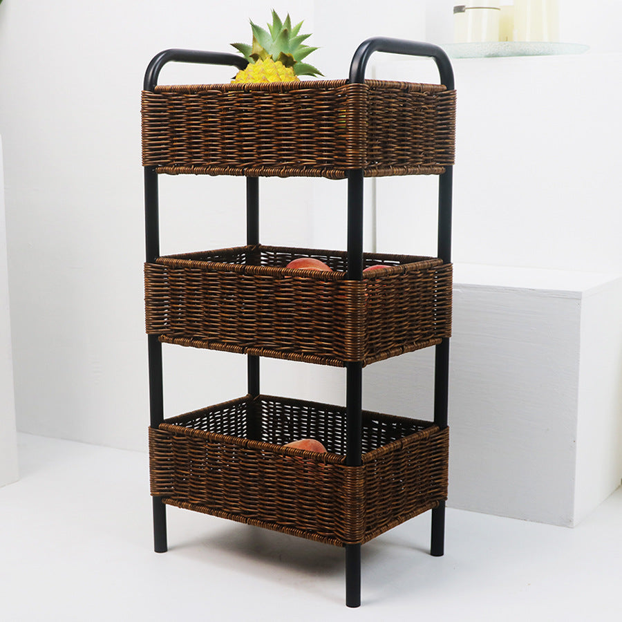 Multi-Tier Woven Storage Organizer with Metal Frame Acalora