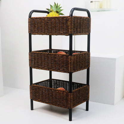 Multi-Tier Woven Storage Organizer with Metal Frame Acalora