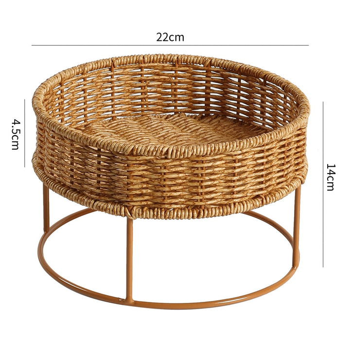 Round Woven Storage Tray with Metal Base Kalsten