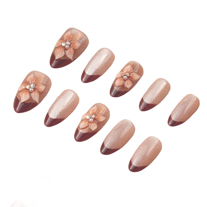 Decorative Press-On Nail Set with Floral Accents Kalsten 1787225159
