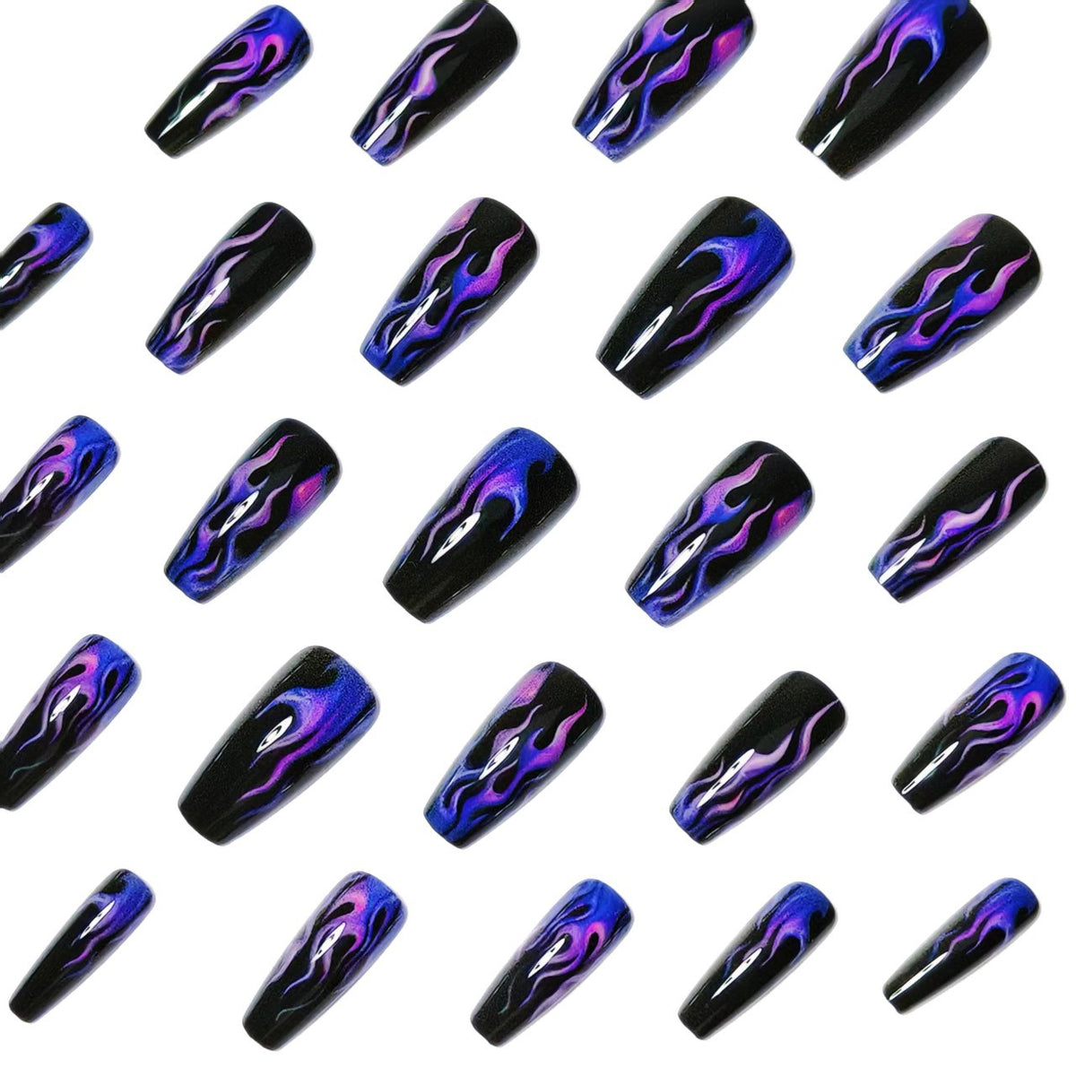 Artistic Flame-Patterned Nail Art Acalora