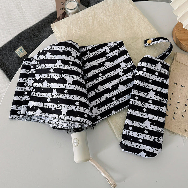 Women Foldable Umbrella with Stylish Stripe Pattern Kalsten