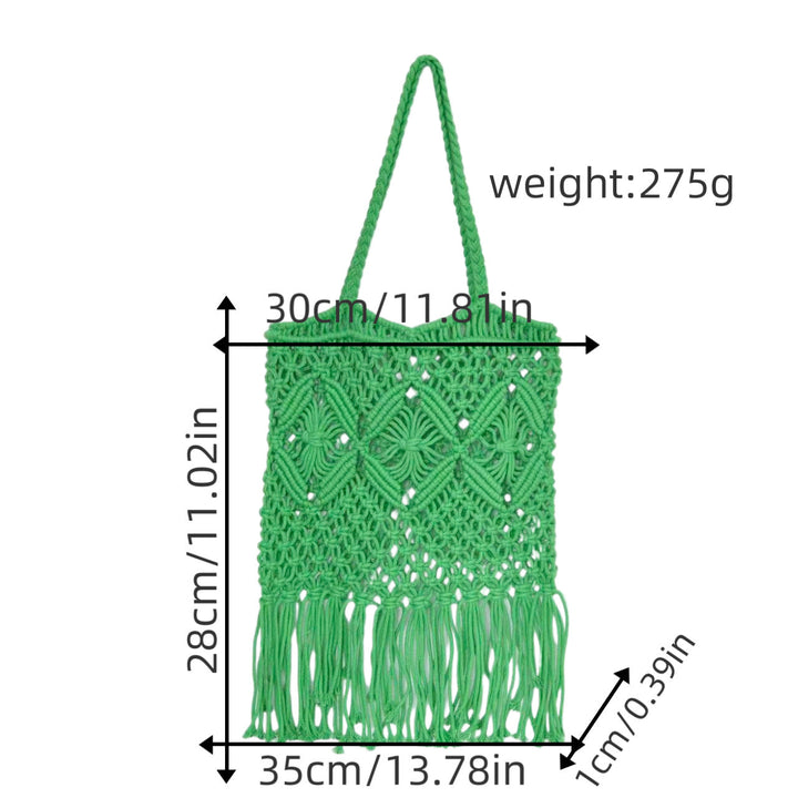 Macrame shoulder bag with fringed design Kalsten