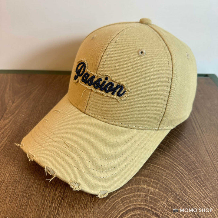 Women's Distressed Cotton Baseball Cap with Embroidered Quote Kalsten