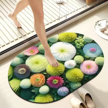 Floral Memory Foam Bath Mat Acalora