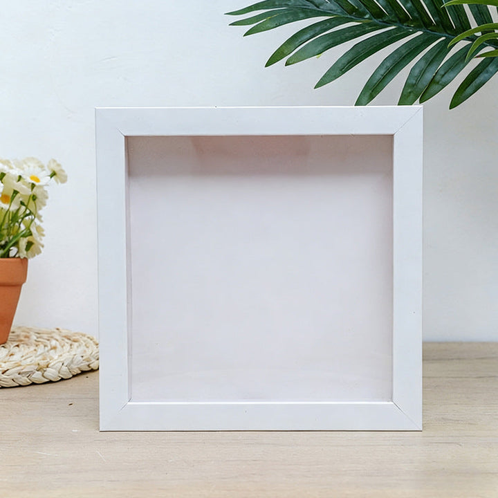 Square Shadow Box Display Frame With Removable Deep Well And Glass Cover