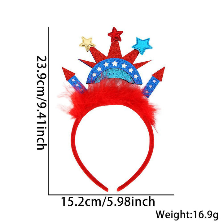Unisex nan eye-catching party headband with attached pom poms, star tinsel, and small flag pendants Kalsten