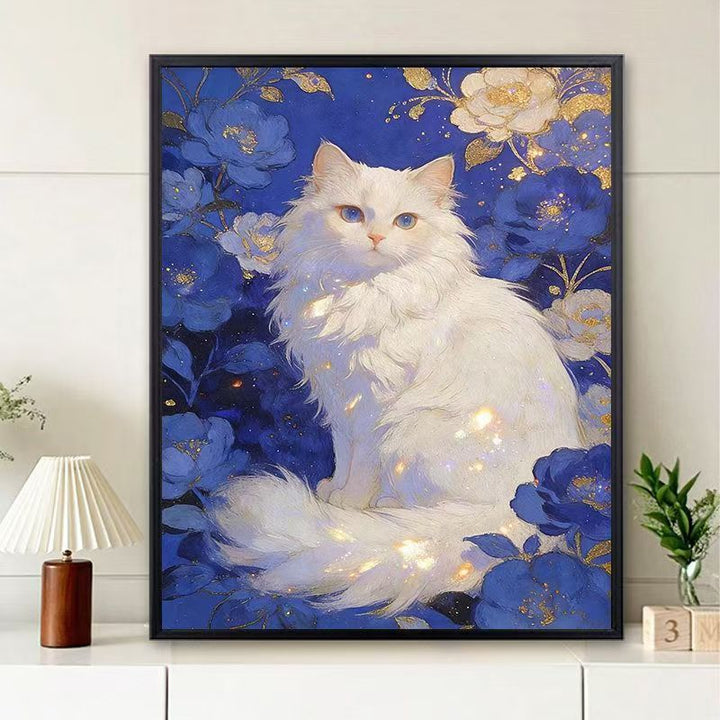 Floral Cat-Themed Wall Art Print Kalsten