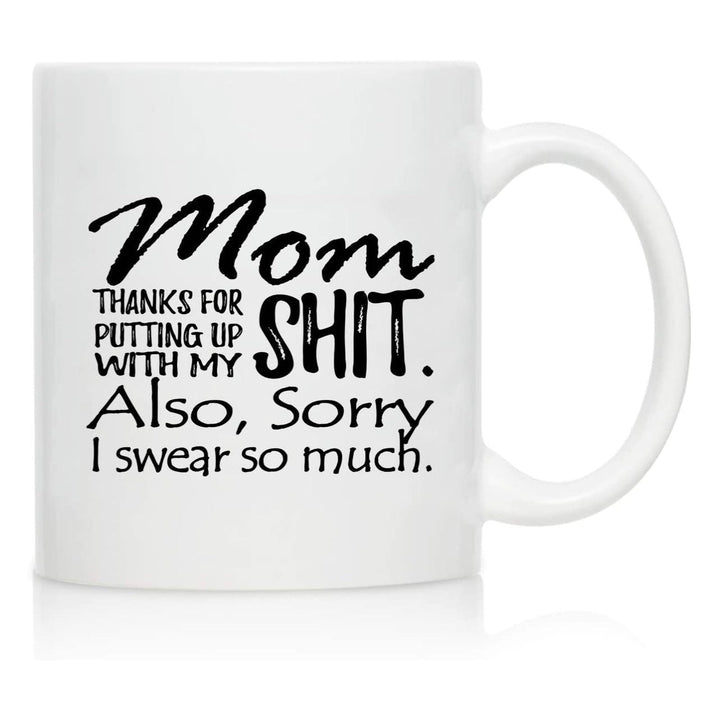 Ceramic Novelty Coffee Mug With Humorous Typographic Great Job Mom Message And Comfortable C-Handle