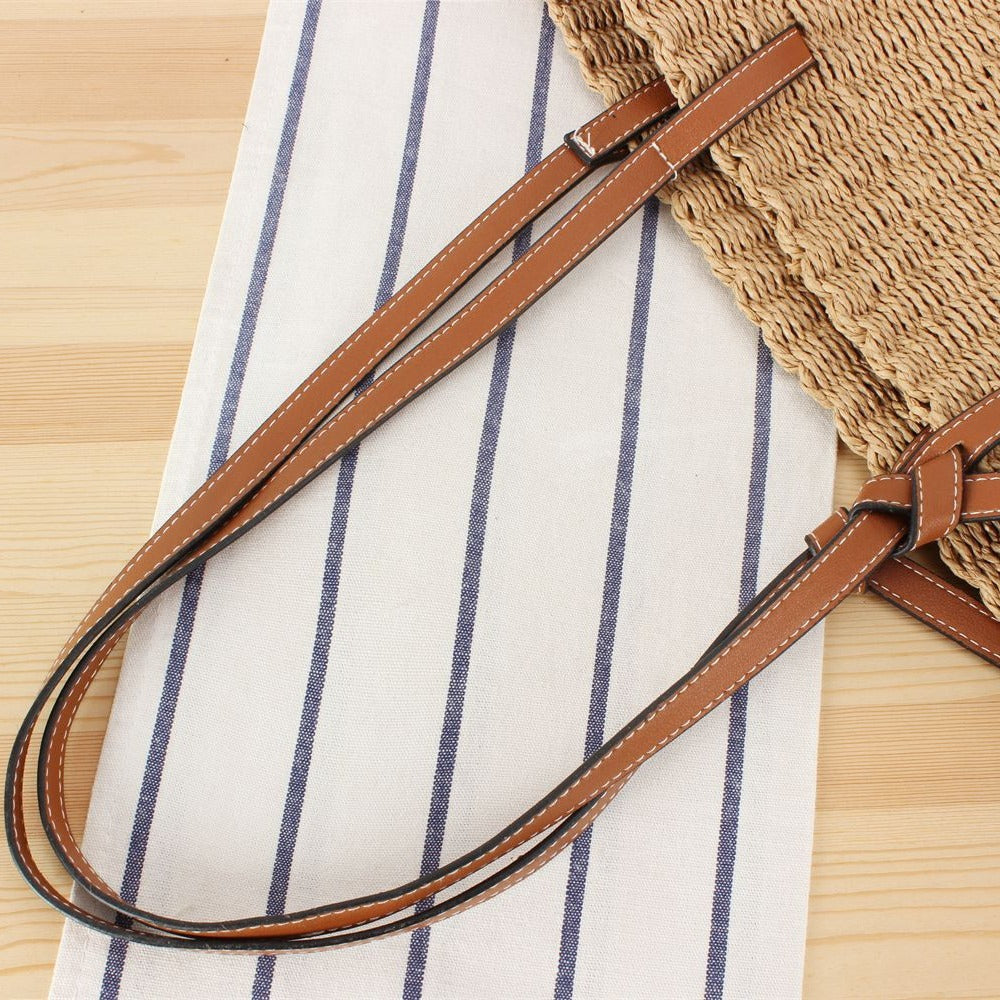 Natural raffia tote bag with elegant leather detail Kalsten