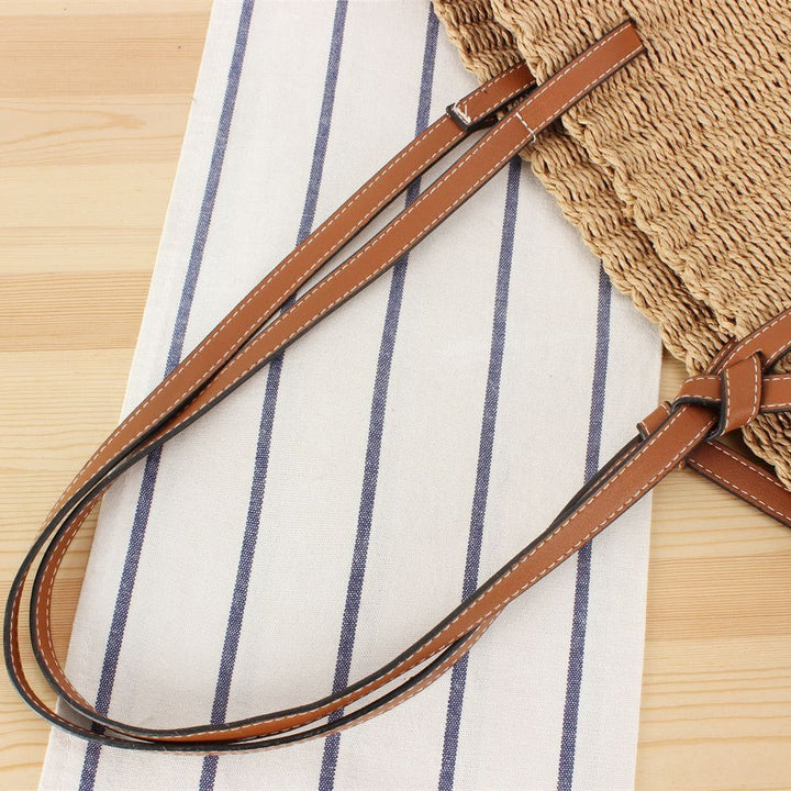 Natural raffia tote bag with elegant leather detail Kalsten