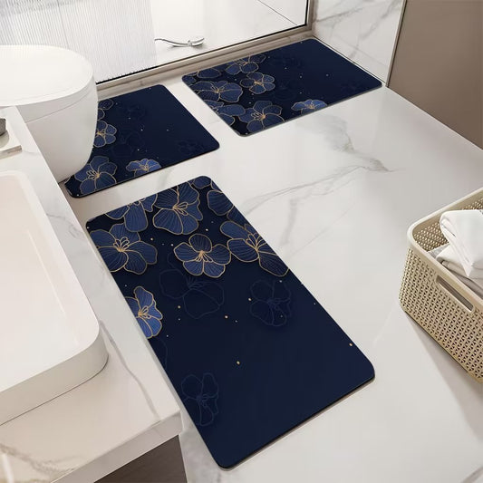 Floral Patterned Bathroom Mat Set Acalora