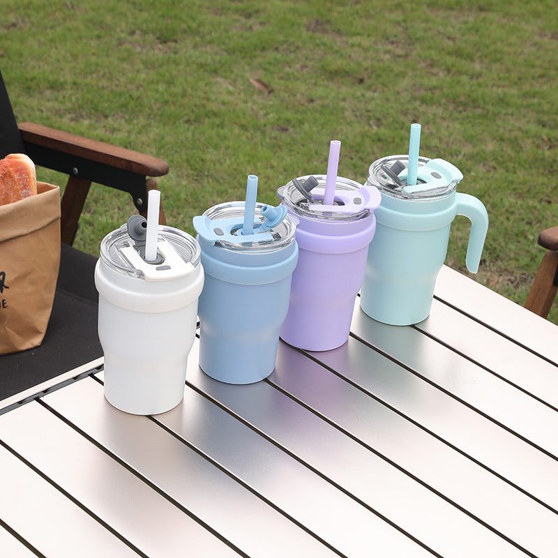 Unisex Insulated Reusable Cup with Flexible Straw and Convenient Handle Kalsten