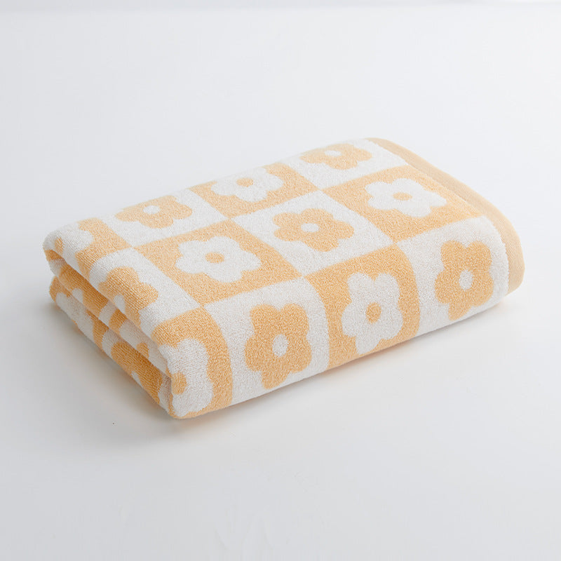 Women's Luxurious Terry Bath Towel with Floral Pattern Kalsten