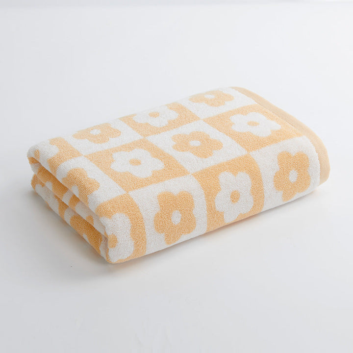 Women's Luxurious Terry Bath Towel with Floral Pattern Kalsten