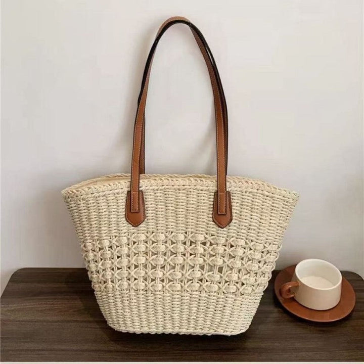 Braided tote bag with leather accents Kalsten