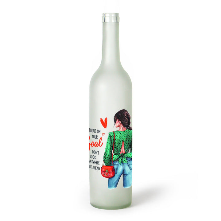 Decorative Frosted Glass Bottle Vase With Fashion Collage Decal